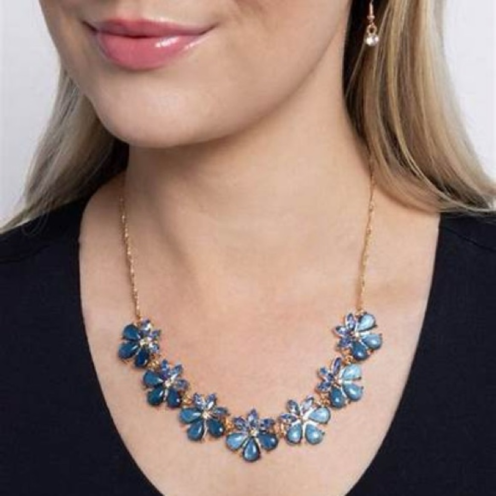 Paparazzi Blue Blossom Necklace with Gold Chain